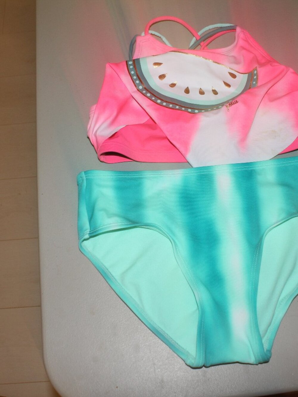 Green & Pink Wattermellon Swimsuit Size 14